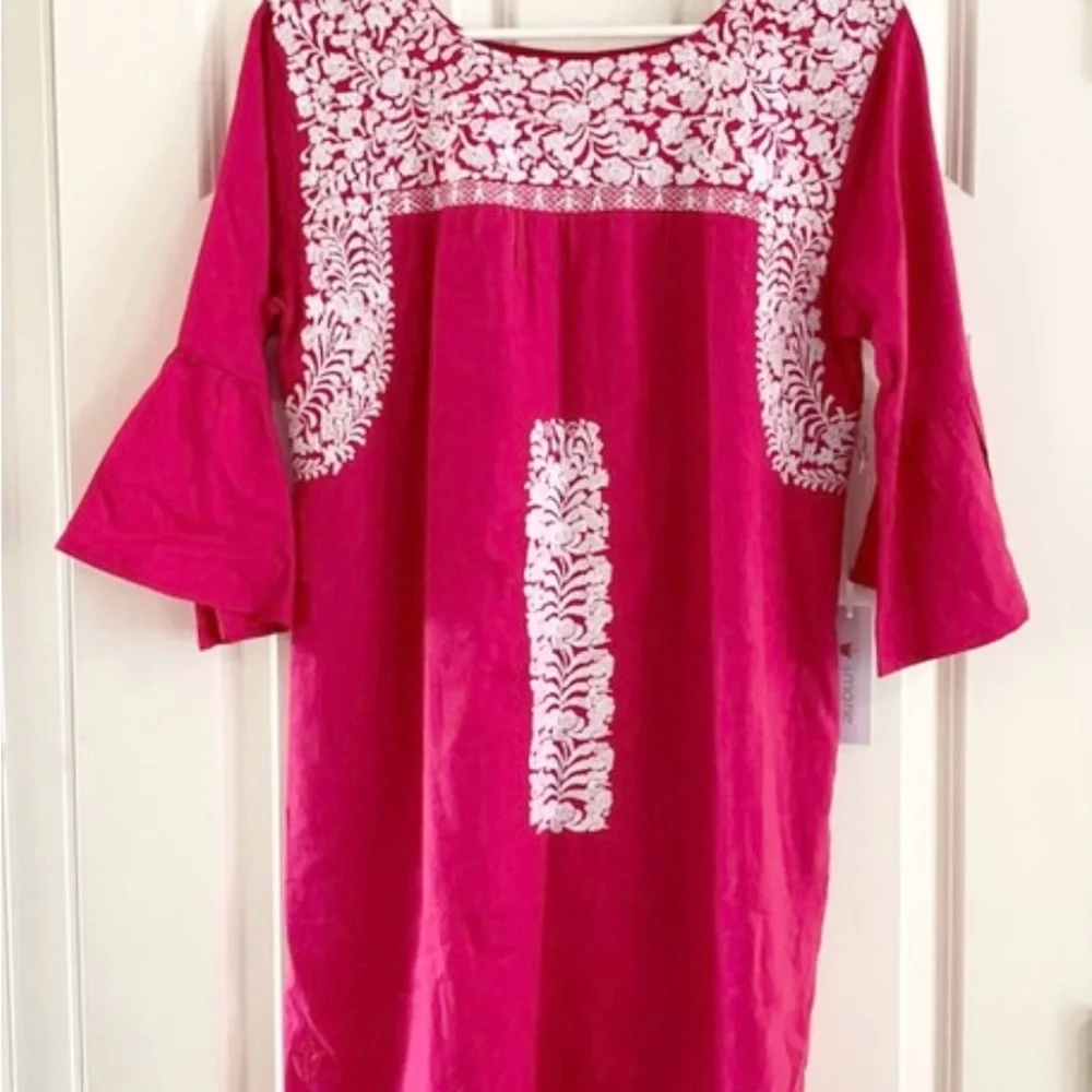 J Marie embroidered Regina Dress bell sleeve XSmall Retail $104 Price $45 New - Picture 3 of 5